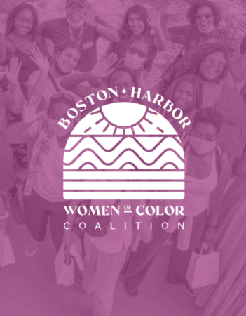 Logo for Boston harbor women of color on a purple transparent background